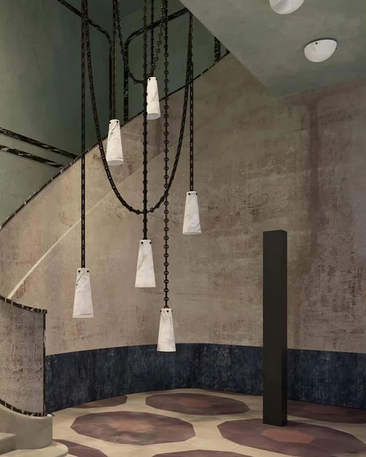 Luccas Contemporary Alabaster 5-Light Chandelier