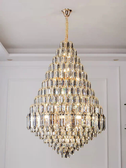 Luxury Multi-tiered Honeycomb Crystal Chandelier for High-ceiling-MEET LIGHTING
