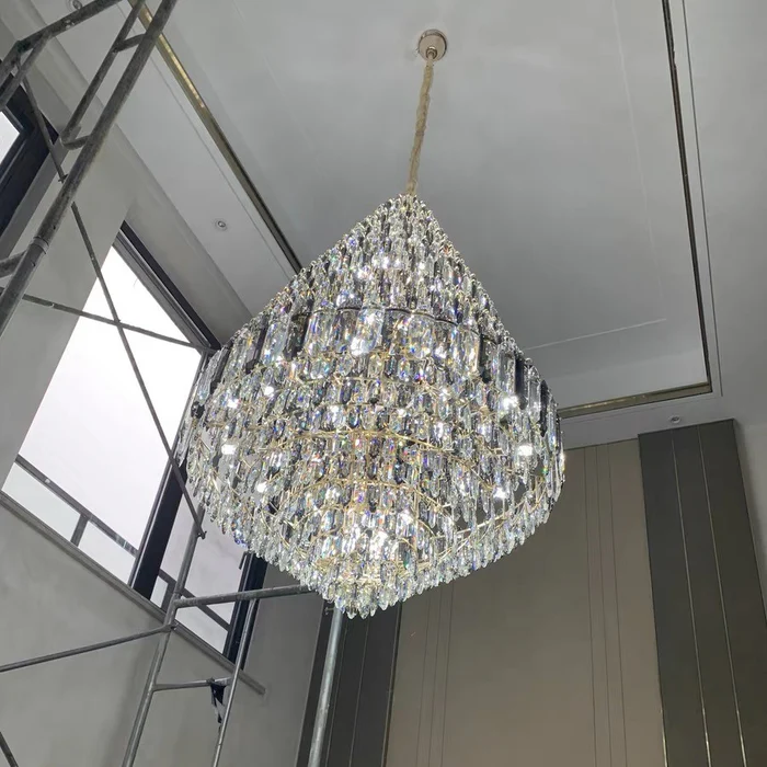 Luxury Multi-tiered Honeycomb Crystal Chandelier for High-ceiling-MEET LIGHTING