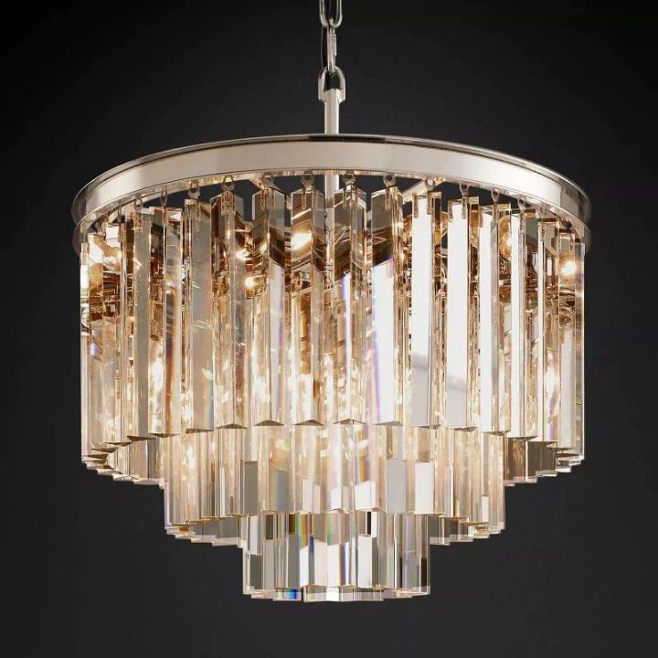 1920s Odeon Crystal Art Deco Round Chandelier 20"