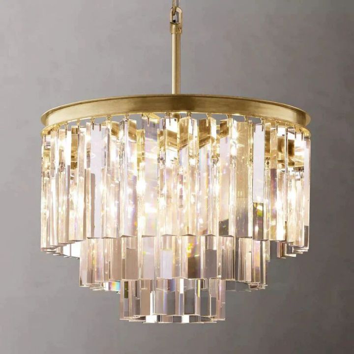 1920s Odeon Crystal Art Deco Round Chandelier 20"