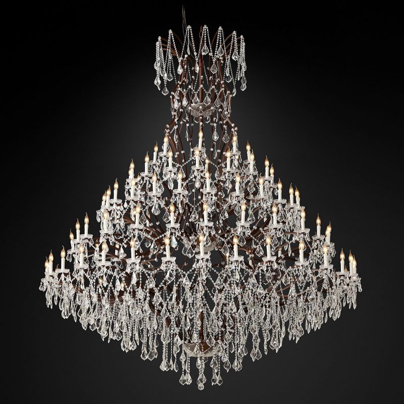 19TH Crystal Rococo Round Chandelier 101"