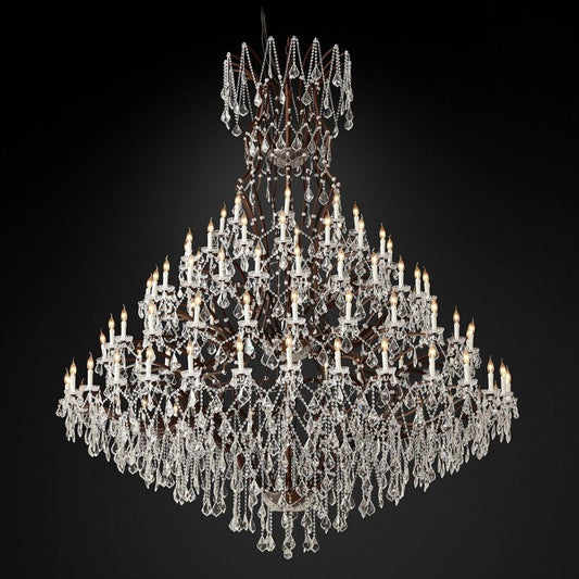 19TH Crystal Rococo Round Chandelier 101"