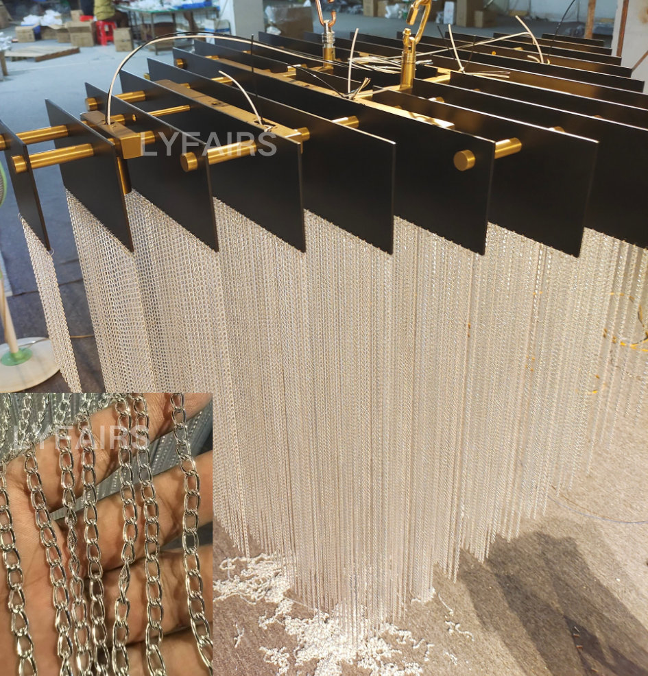 Extra Large Multi-tier Aluminum Tassel Chain Art Chandelier for Villa/Stairs/Foyer/Living Room-MEET LIGHTING