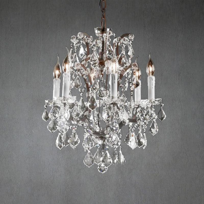 Elegant 18-inch Rococo Iron Crystal Vintage Round Chandelier