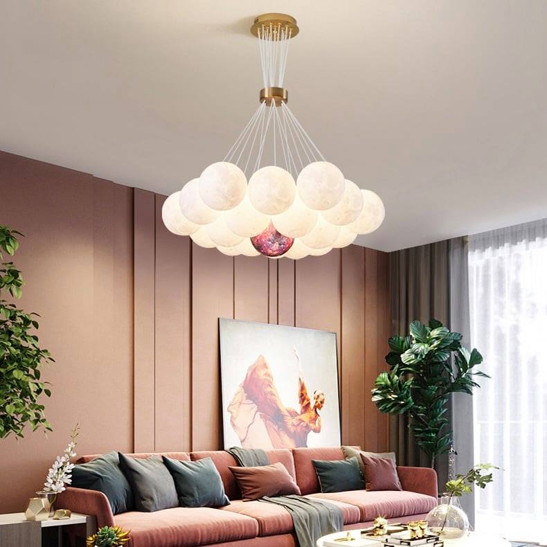 Bubble Moon Chandelier Bedroom Ceiling Light Modern Nordic Lamp-MEET LIGHTING
