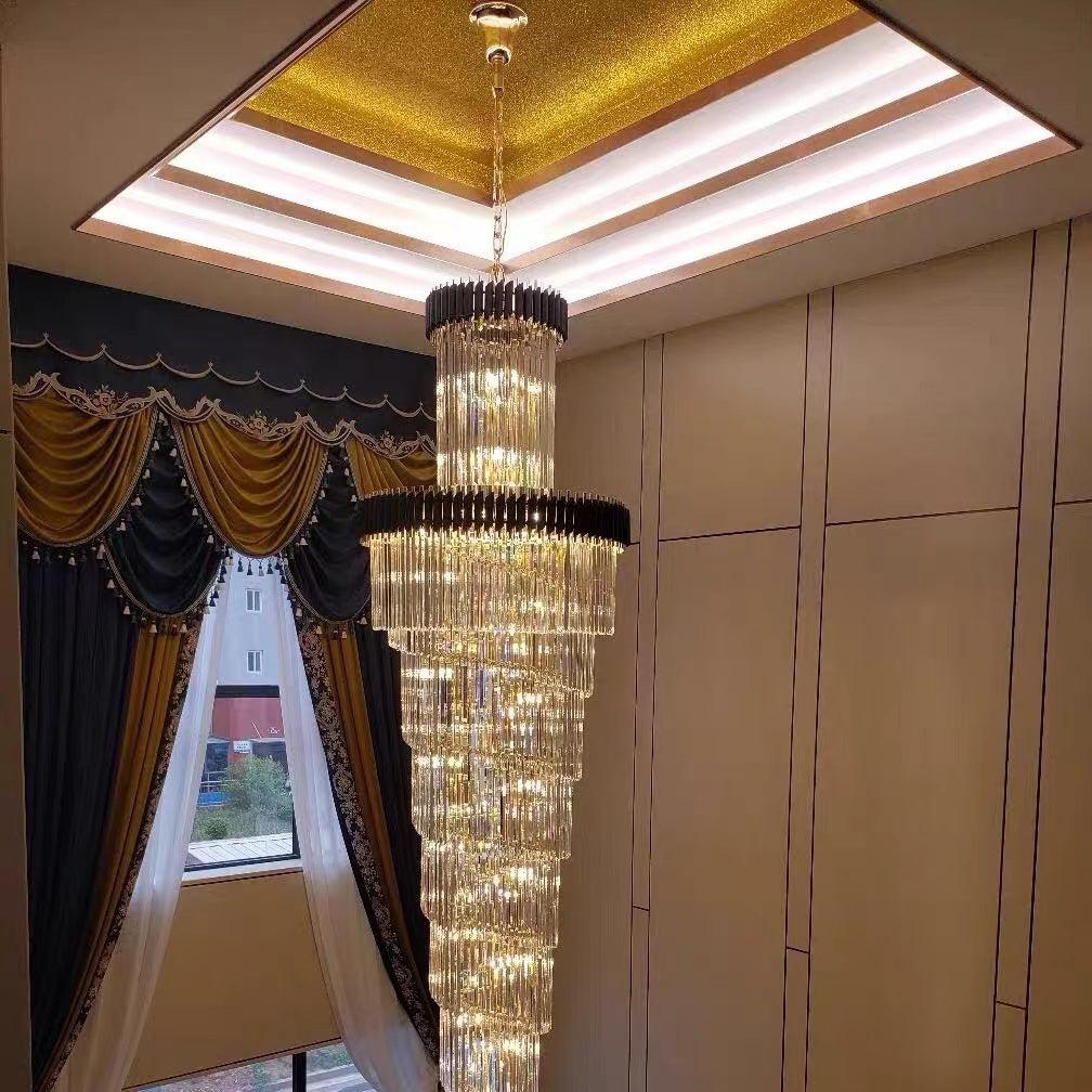 Spiral Crystal Chandelier For Foyer/ Staircase-MEET LIGHTING