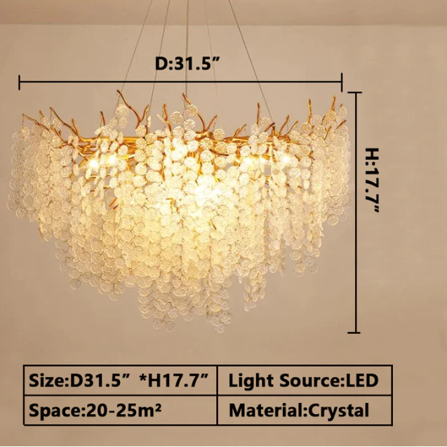 Luxury Branches Crystal Frosted Glass Chandelier Set for Living /Dining Room-MEET LIGHTING