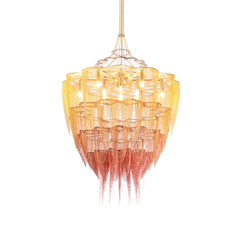 Oversized Post-Modern Aluminium Chain Tassel Pendant Chandelier for Large Living Room/Staircase/Villa-MEET LIGHTING