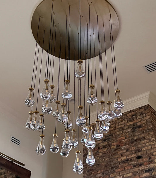 Modern Raindrop Glass Luxury Round Chandelier 72" 45-light ( Customization)