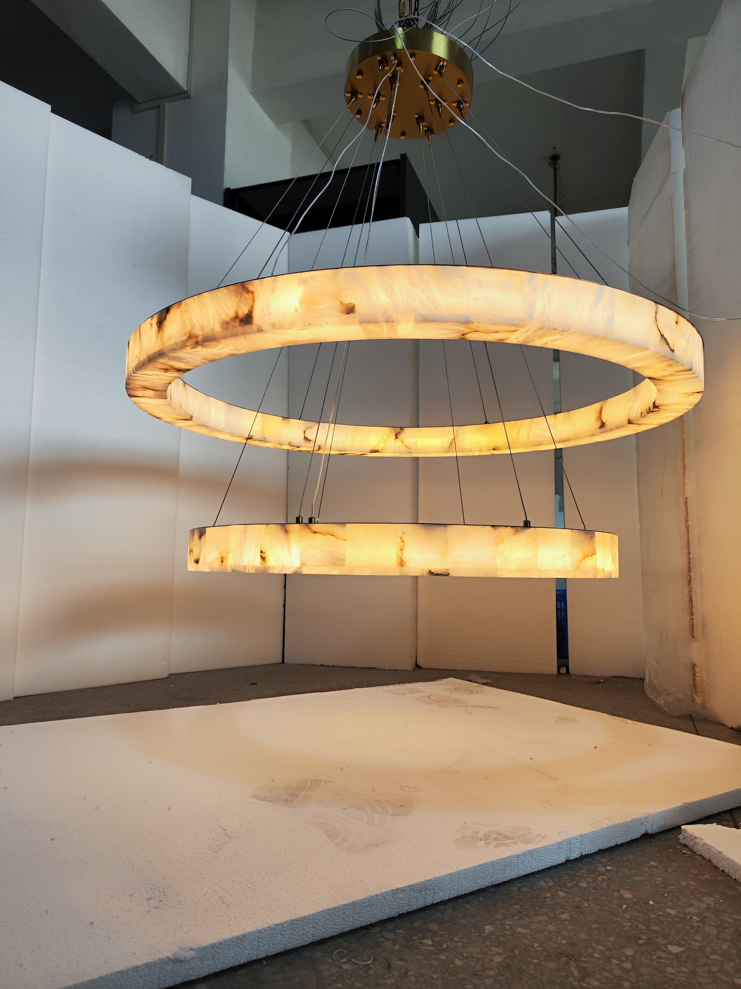Rivage Two-Tier Luxury Modern Alabaster Round Chandelier 60"