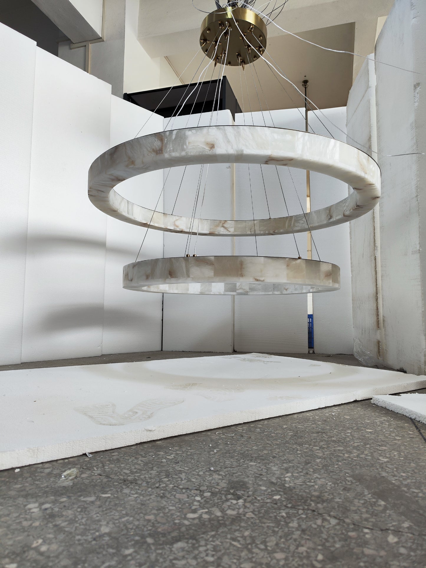Rivage Two-Tier Luxury Modern Alabaster Round Chandelier 60"