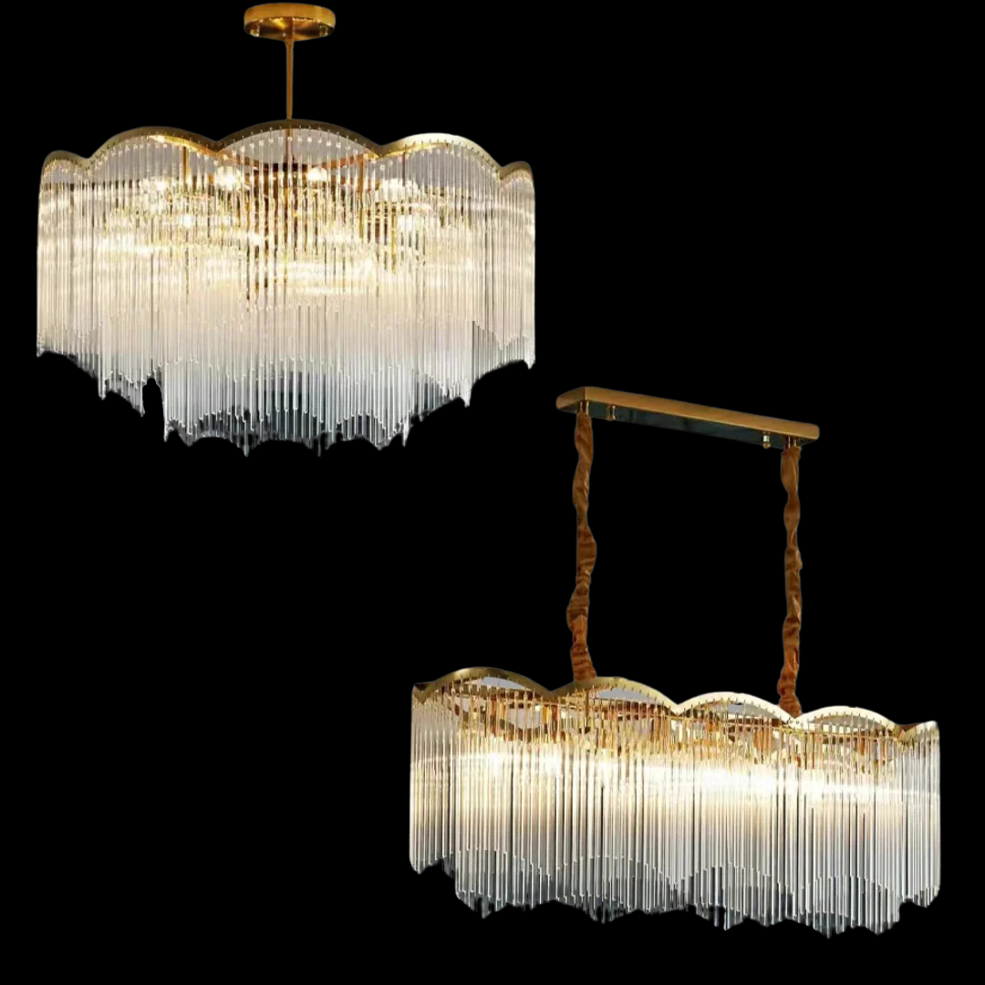 Elegant Lighting Chandelier Linear Crystal Lamp For Living/ Dining Room-MEET LIGHTING