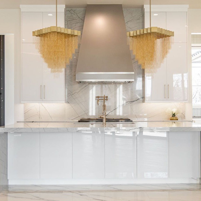 Extra Large Multi-tier Aluminum Tassel Chain Art Chandelier for Villa/Stairs/Foyer/Living Room-MEET LIGHTING