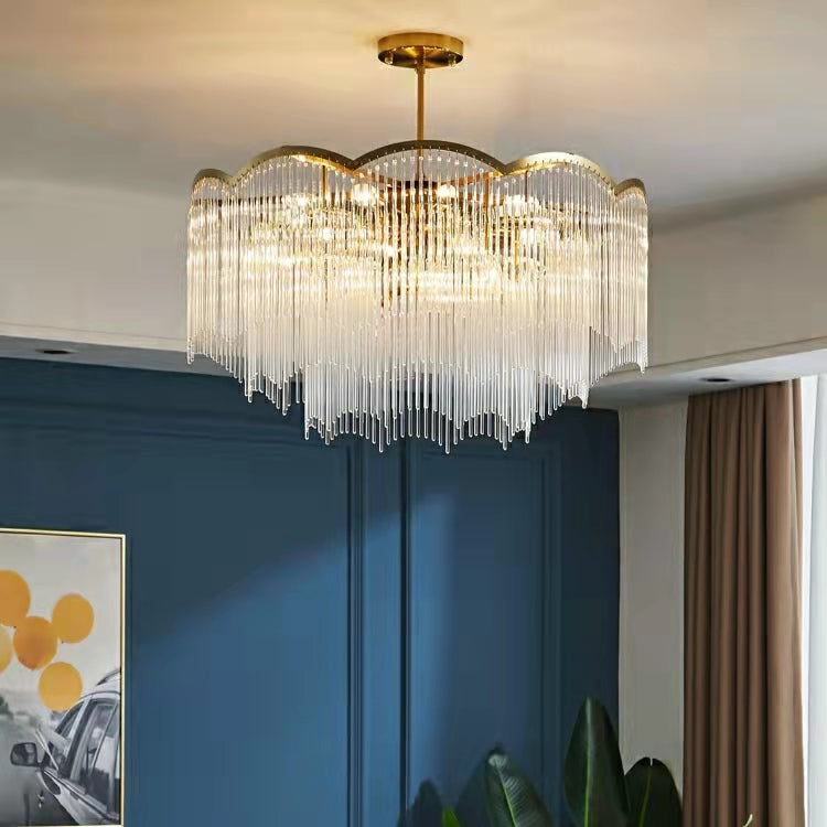Elegant Lighting Chandelier Linear Crystal Lamp For Living/ Dining Room-MEET LIGHTING