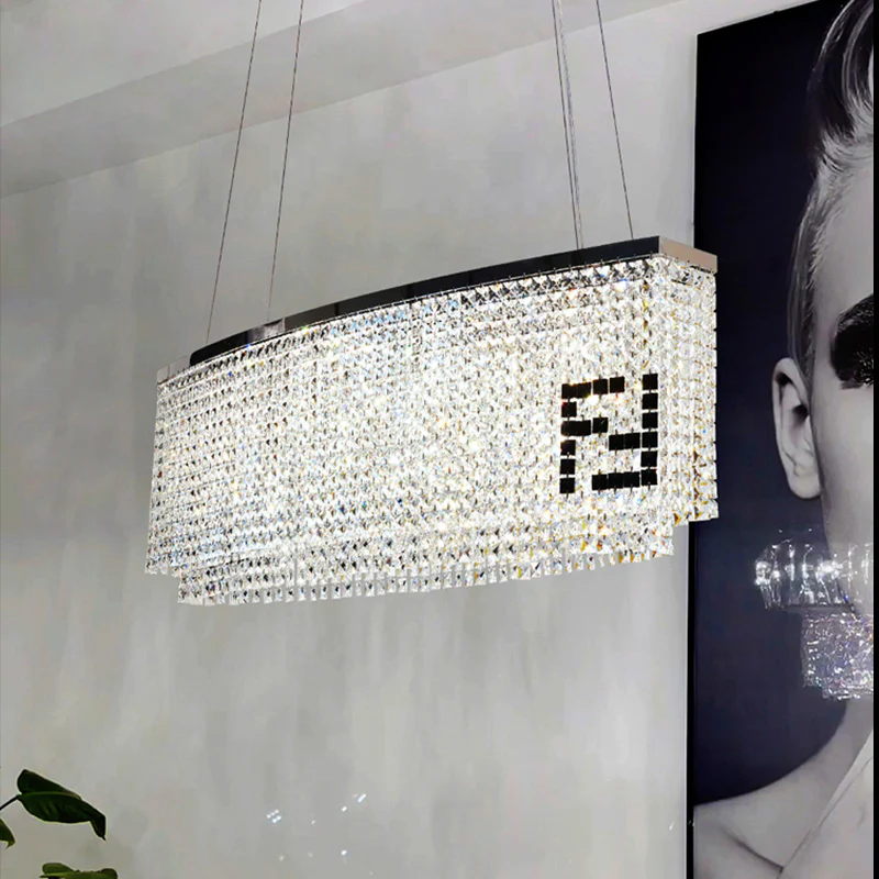 Fendi Modern Oval Crystal Chandelier-MEET LIGHTING