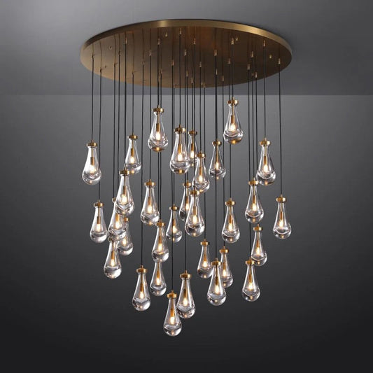 Modern Raindrop Glass Luxury Round Chandelier 72" 45-light ( Customization)