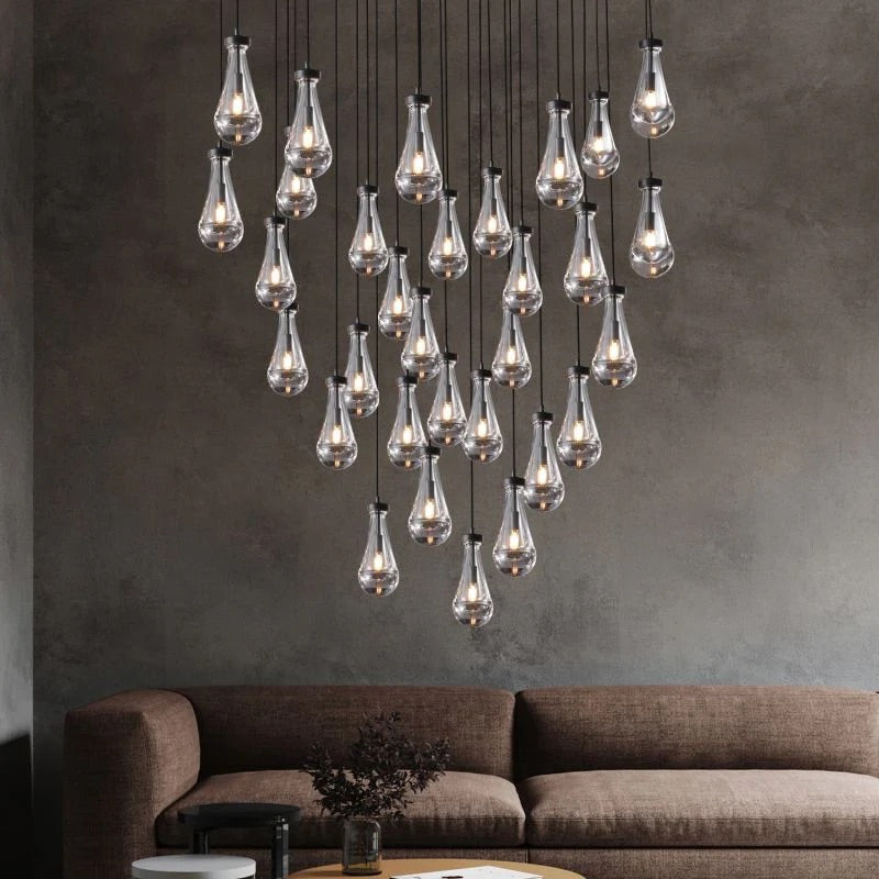 Modern Raindrop Glass Luxury Round Chandelier 72" 45-light ( Customization)-MEET LIGHTING