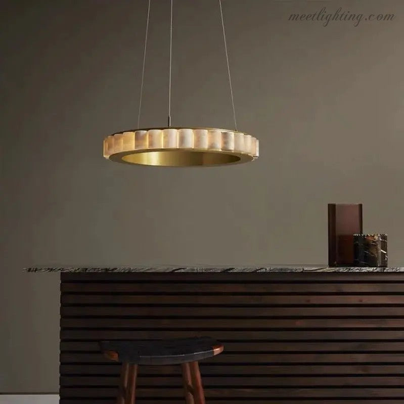 Alabaster Brass Modern Avalon Halo Chandelier-MEET LIGHTING