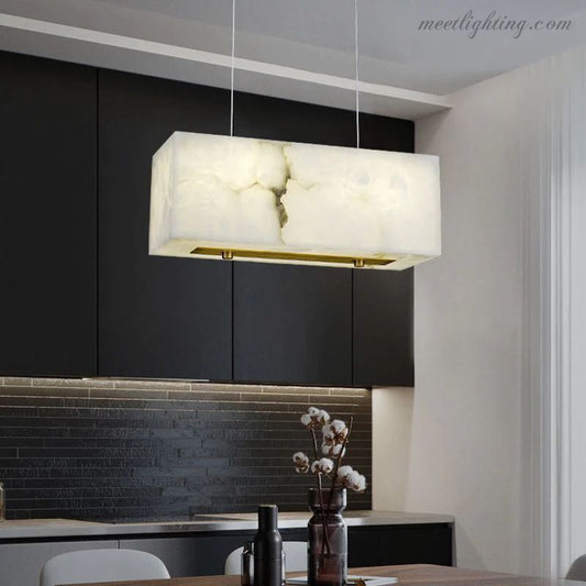 Alabaster Cubic Dining Room Chandelier-Meet Lighting