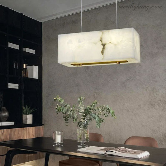Alabaster Cubic Dining Room Chandelier-Meet Lighting