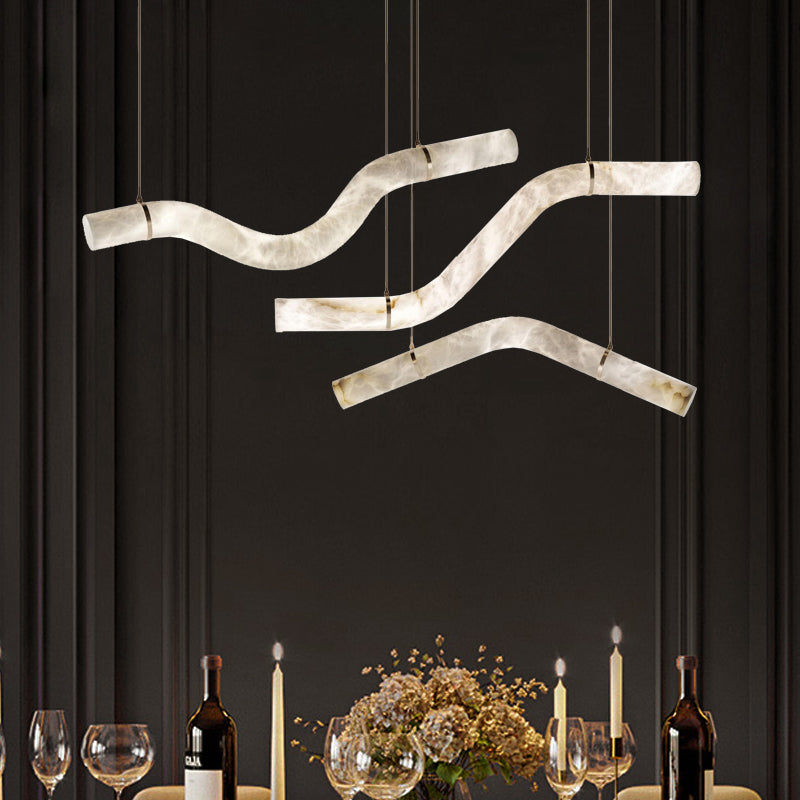 Alabaster Curved Chandelier-MEET LIGHTING