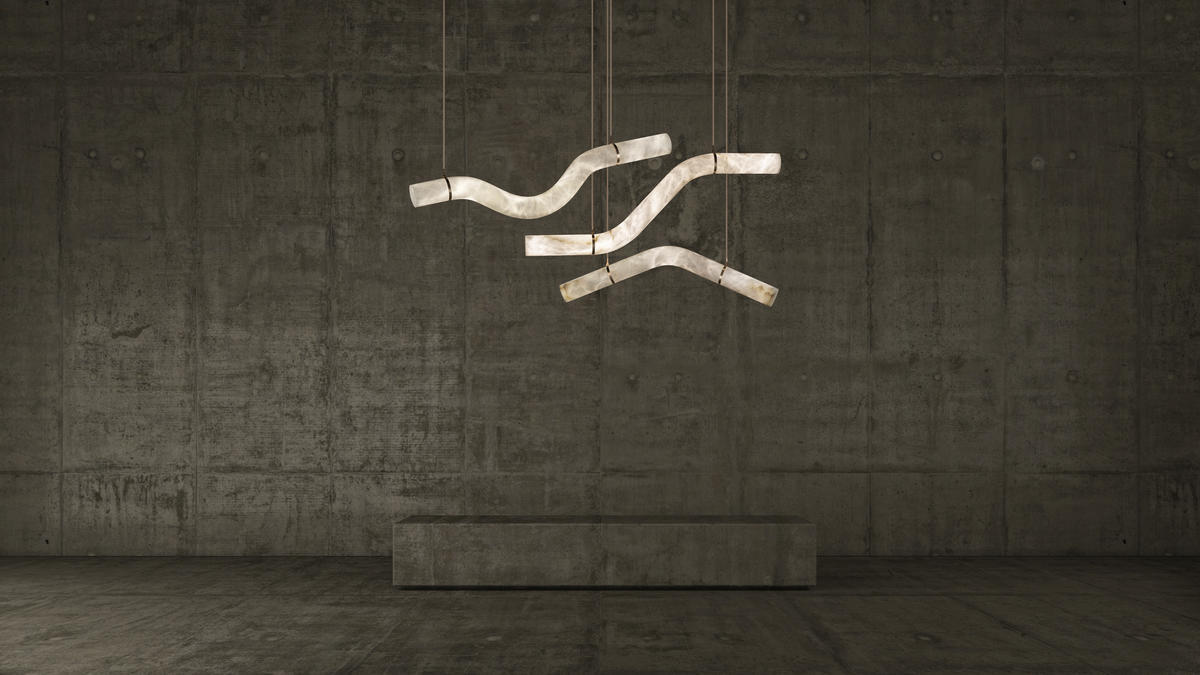 Alabaster Curved Chandelier-MEET LIGHTING