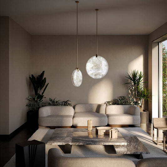 Alabaster Disc Pendant Light-Meet Lighting