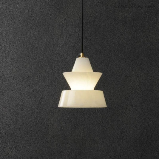 Alabaster Hat Pendant Light Over Nightstand-Meet Lighting