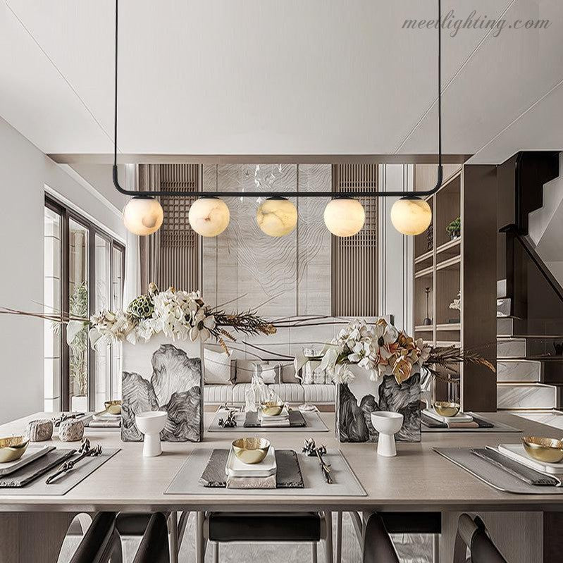 Alabaster Island Linear Chandelier 5 Lights-MEET LIGHTING