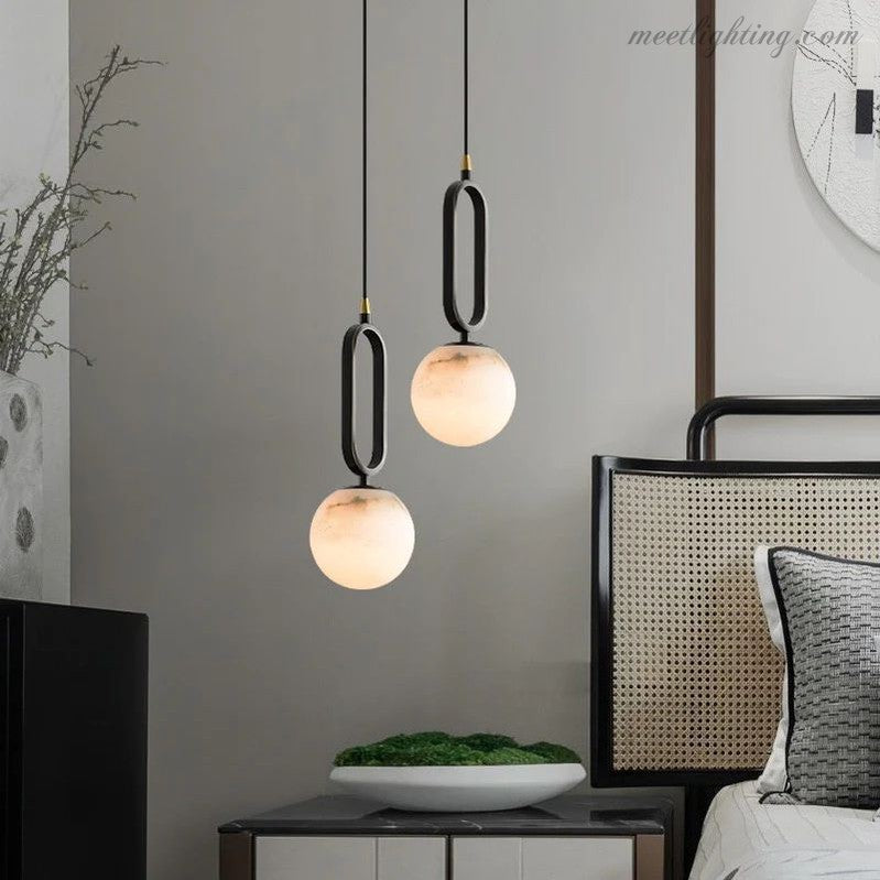 Alabaster Oval Ring Pendant-Meet Lighting