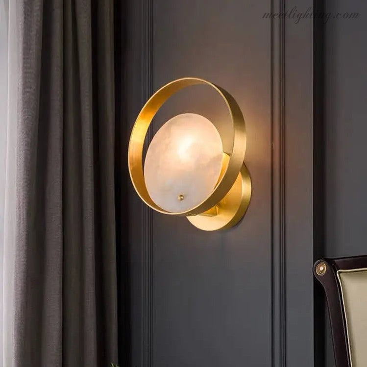 Alabaster Round Modern Wall Sconces for Bedroom-Meet Lighting