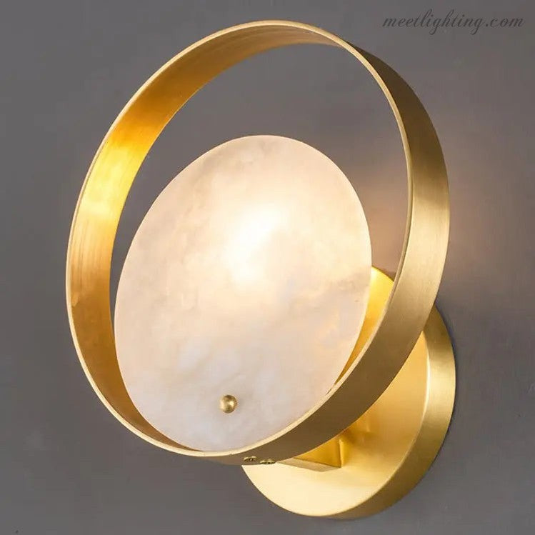 Alabaster Round Modern Wall Sconces for Bedroom-Meet Lighting
