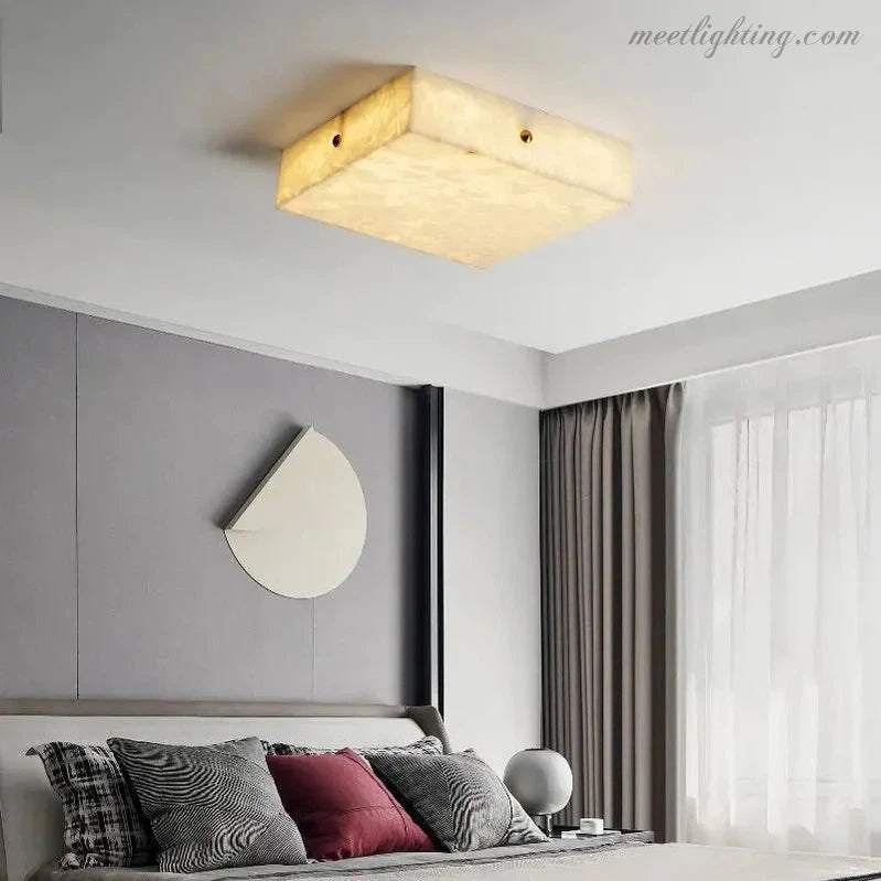 Alabaster Square Flush Mount Ceiling Light-Meet Lighting