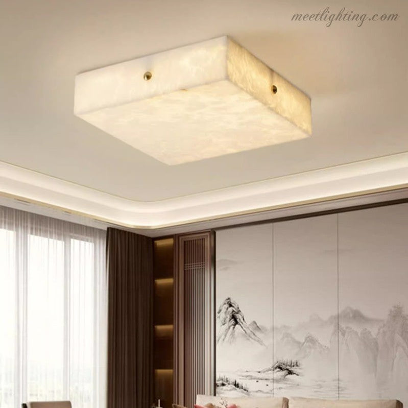 Alabaster Square Flush Mount Ceiling Light-Meet Lighting