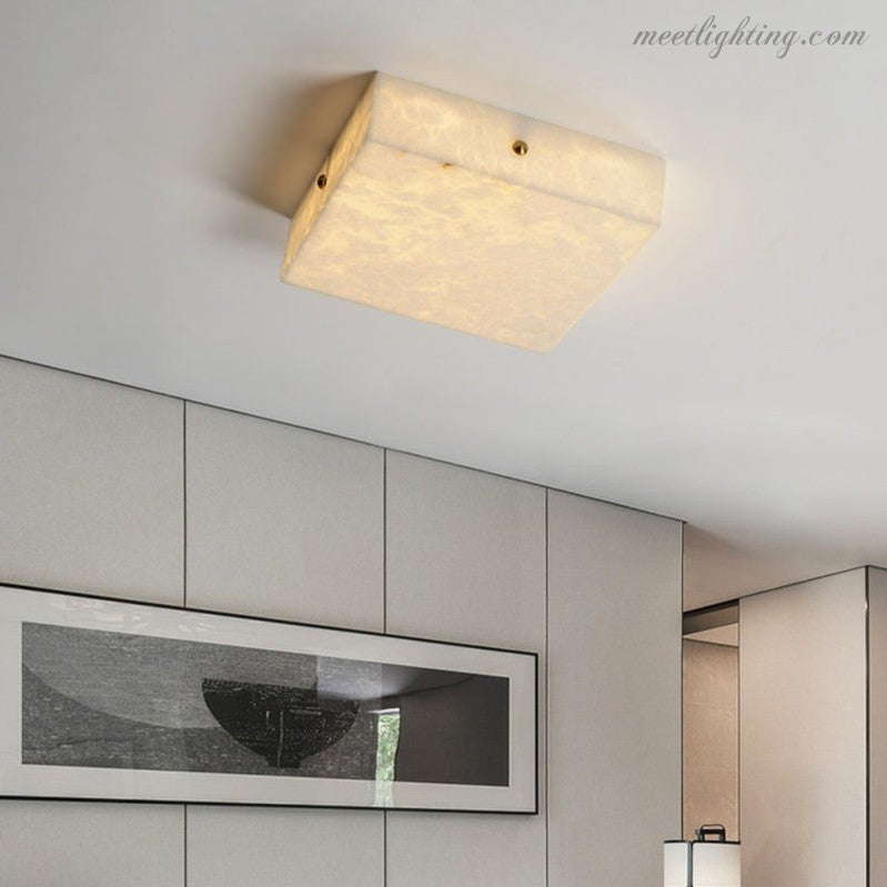 Alabaster Square Flush Mount Ceiling Light-Meet Lighting