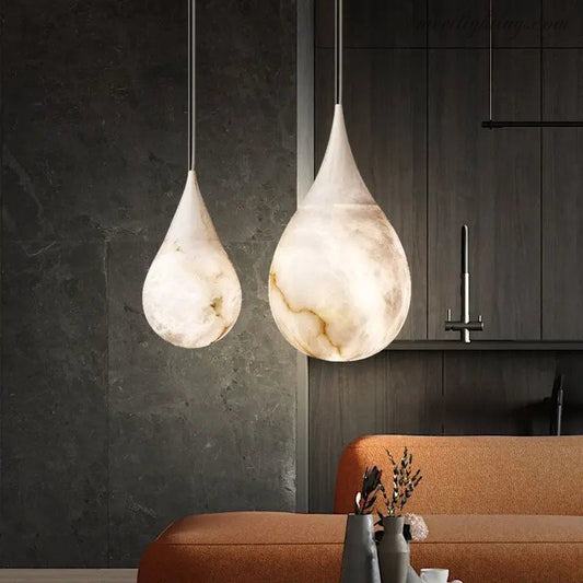 Alabaster Teardrop Pendant Light-Meet Lighting
