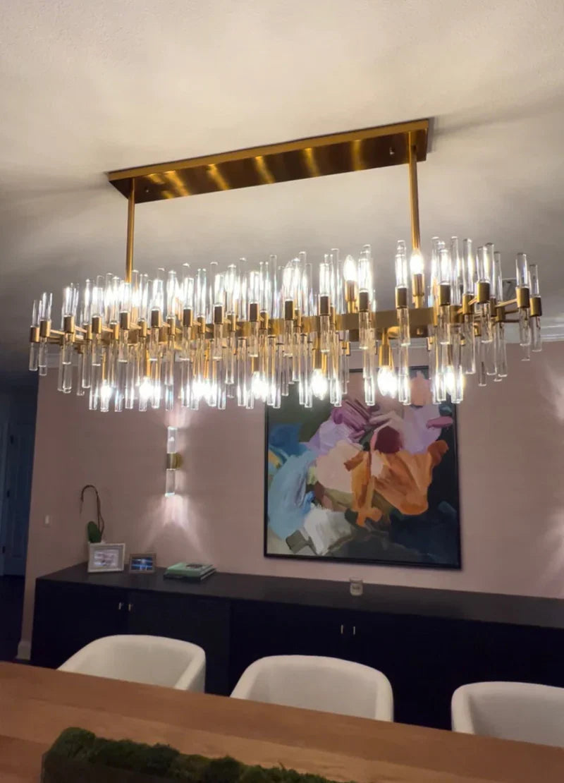 Alinar Crystal Shards Long Chandelier-Meet Lighting