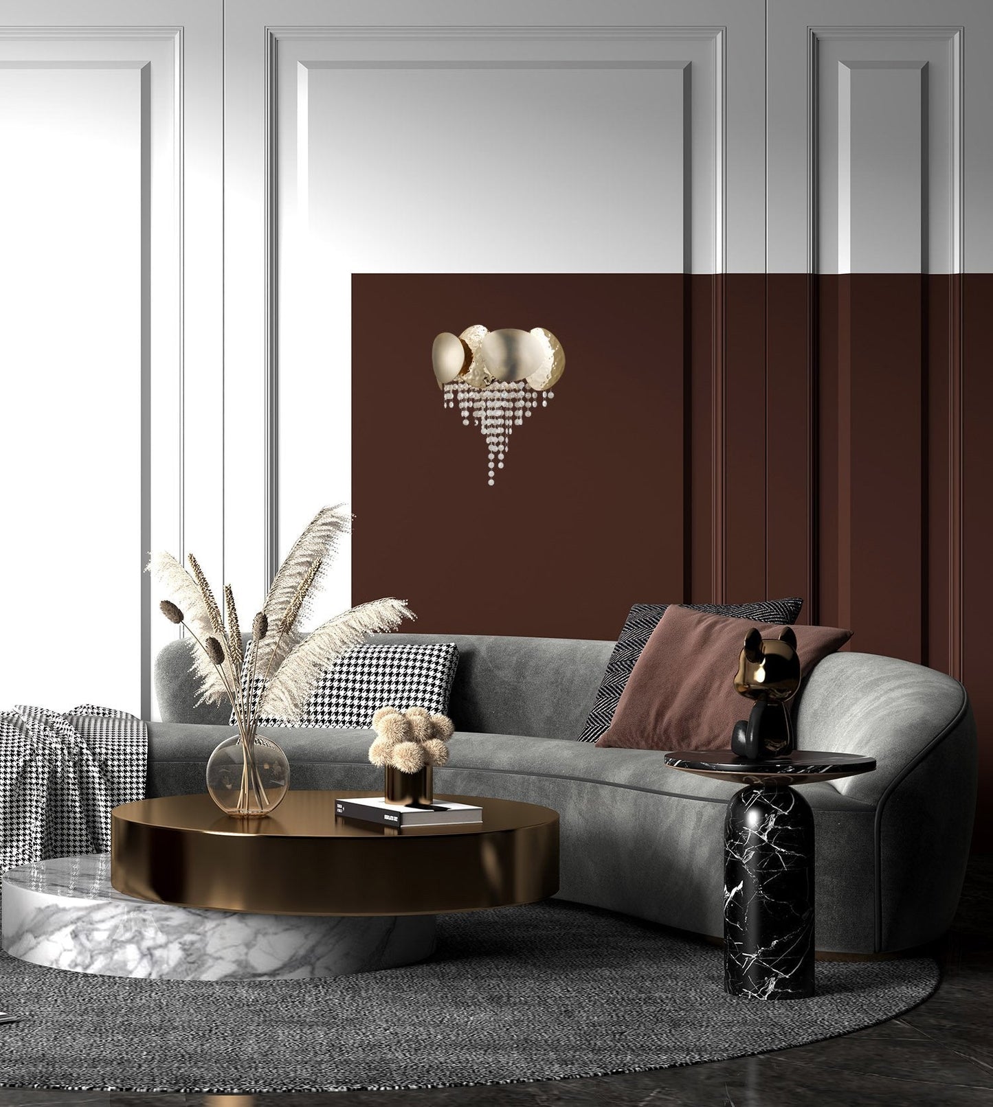 Amadeo Brass Crystal Sconce-Meet Lighting