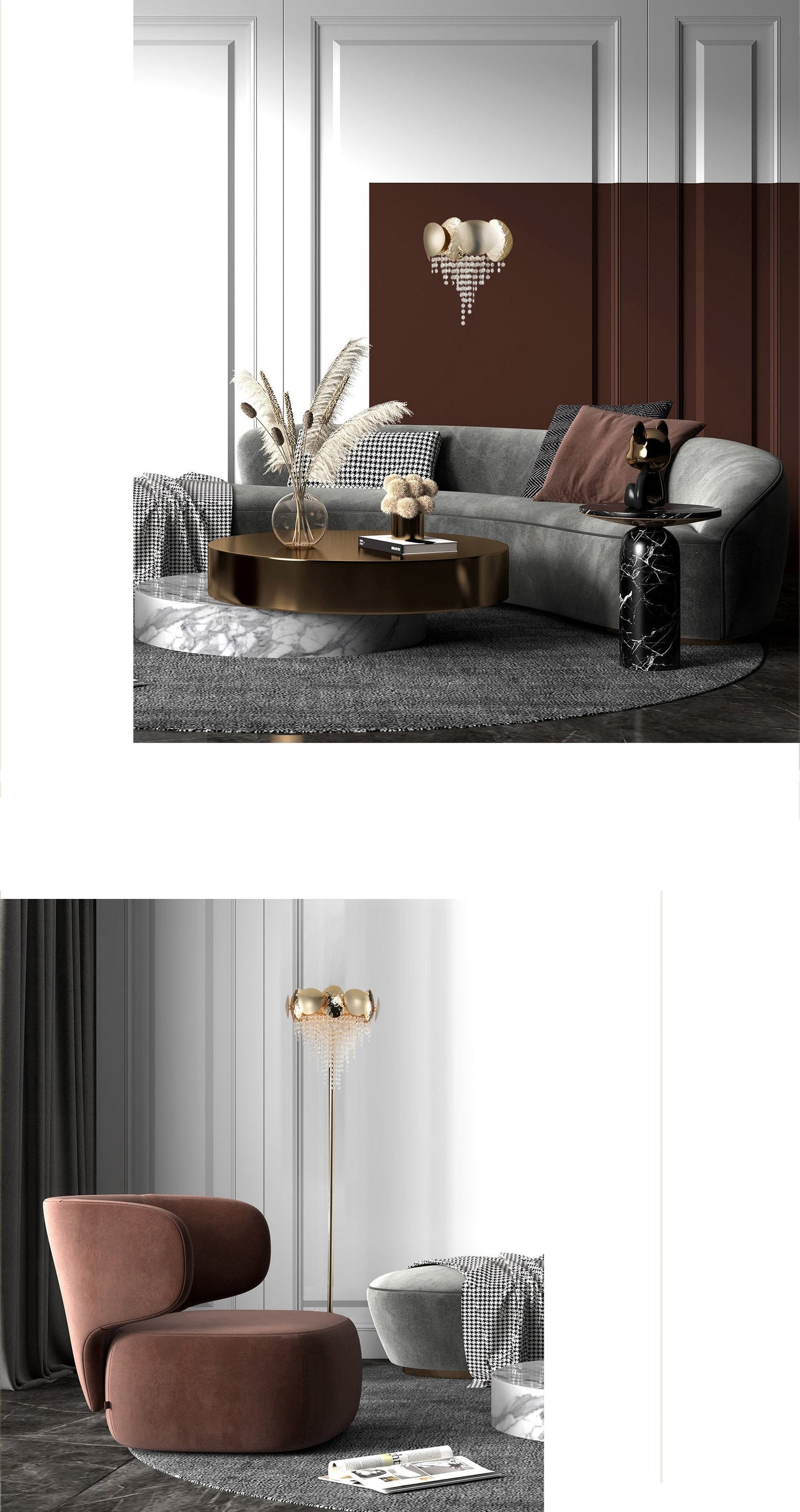 Amadeo Brass Crystal Sconce-Meet Lighting