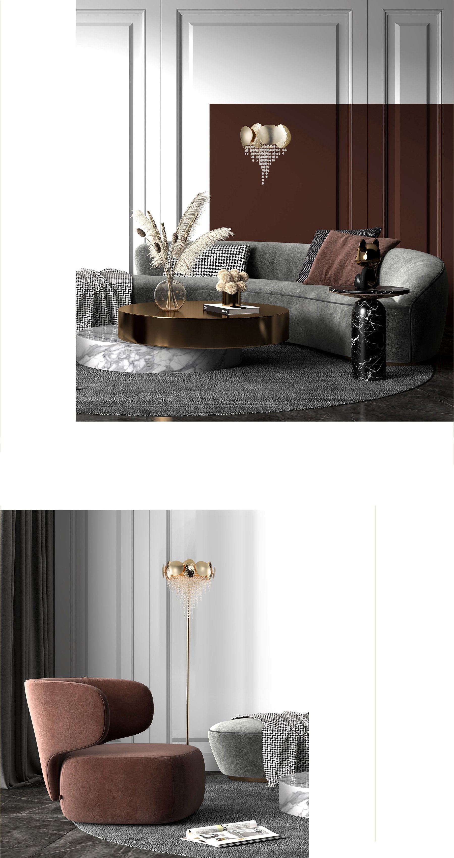 Amadeo Brass Crystal Sconce-Meet Lighting