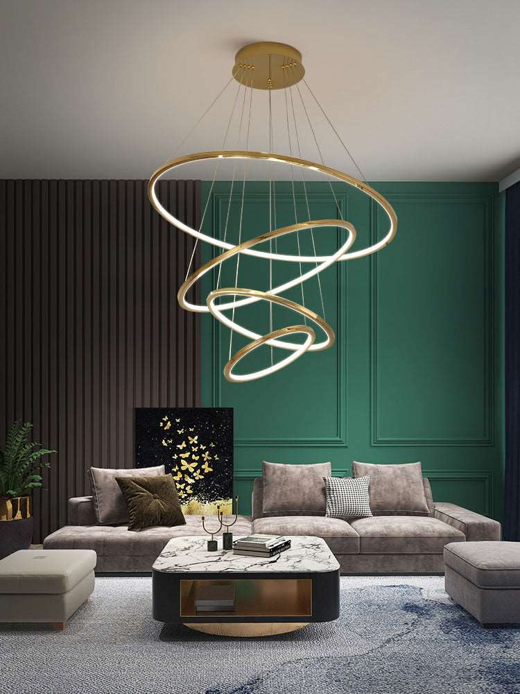 Amina Gold Multi Rings Chandelier for Lobby Villa-MEET LIGHTING