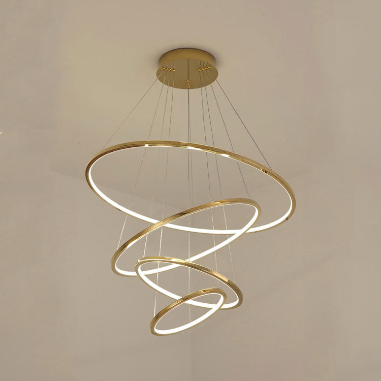 Amina Gold Multi Rings Chandelier for Lobby Villa-MEET LIGHTING