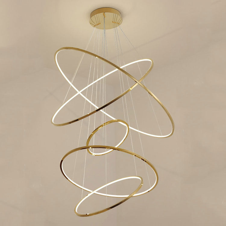 Amina Gold Multi Rings Chandelier for Lobby Villa-MEET LIGHTING