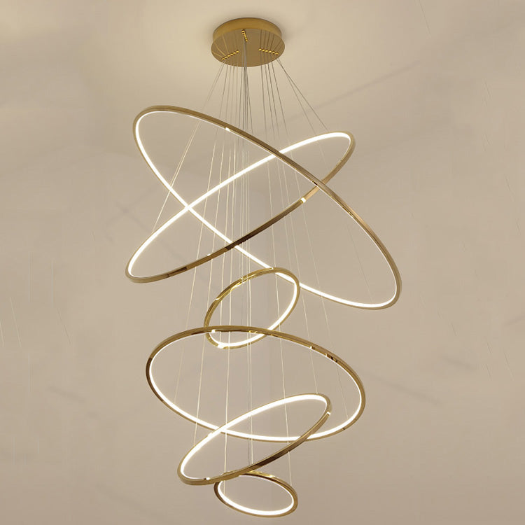 Amina Gold Multi Rings Chandelier for Lobby Villa-MEET LIGHTING