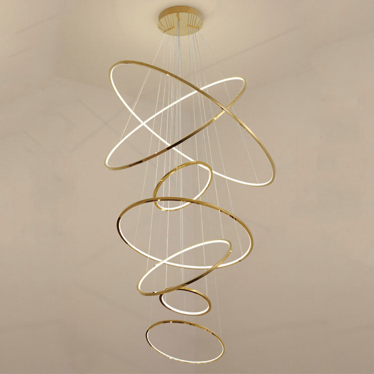 Amina Gold Multi Rings Chandelier for Lobby Villa-MEET LIGHTING