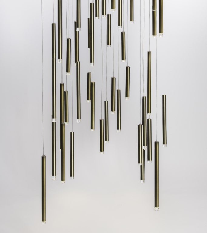 Bellini Square Tri-Tone Tubular Pendant Light Chandelier-Meet Lighting