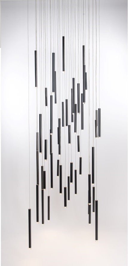 Bellini Square Tri-Tone Tubular Pendant Light Chandelier-Meet Lighting