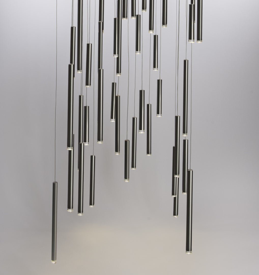 Bellini Square Tri-Tone Tubular Pendant Light Chandelier-Meet Lighting