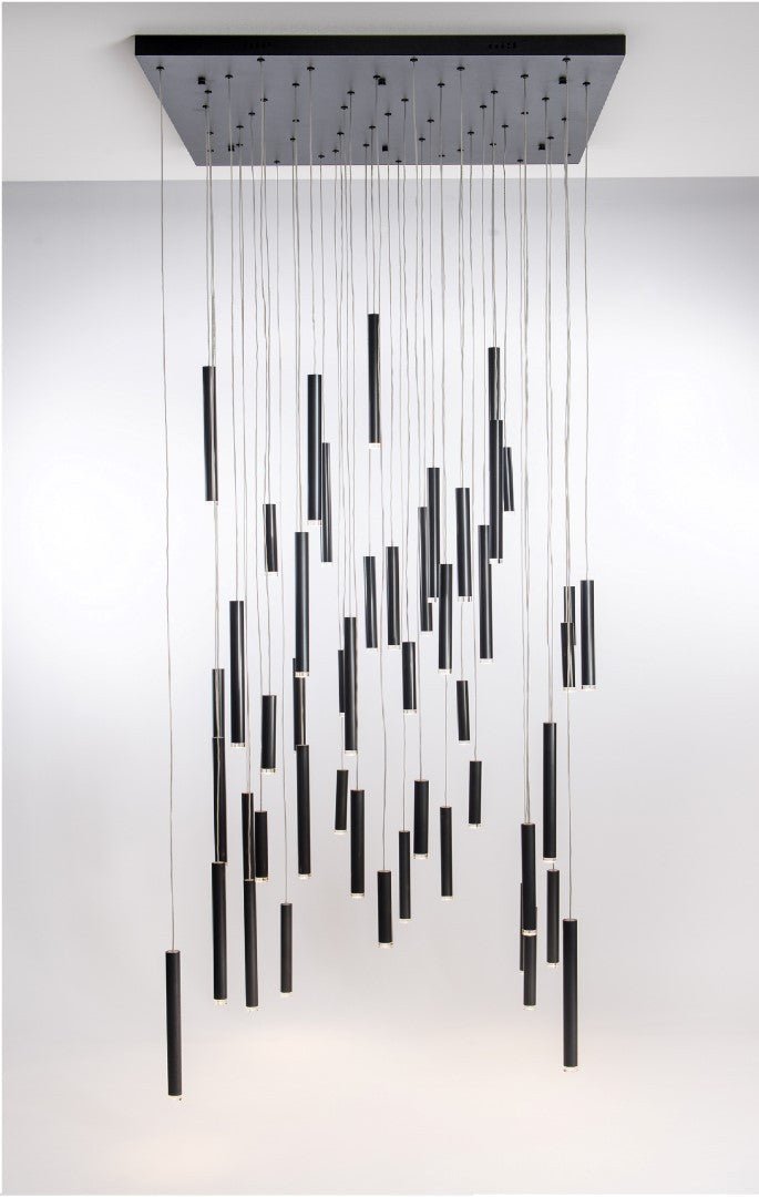 Bellini Square Tri-Tone Tubular Pendant Light Chandelier-Meet Lighting